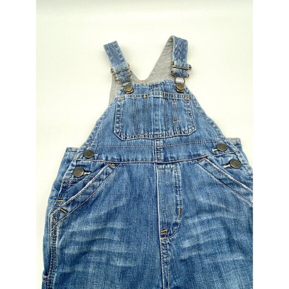 Vintage Baby Gap Toddler 18-24M 18M 24M Denim Lined Jeans Overalls Bear Logo - Picture 1 of 12